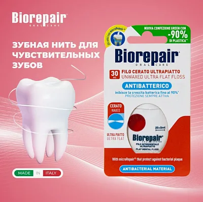 Зубная нить Biorepair Filo Cerato Espandibile Вощеная расширяющаяся, 30 м