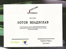 Сертификаты и дипломы Зотов Владислав Дмитриевич