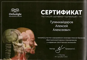 Сертификаты и дипломы Гулямхайдаров Алексей Алексеевич