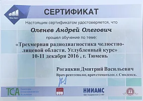 Сертификаты и дипломы Оленёв Андрей Олегович