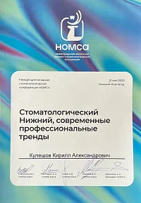 Сертификаты и дипломы Кулешов Кирилл Александрович