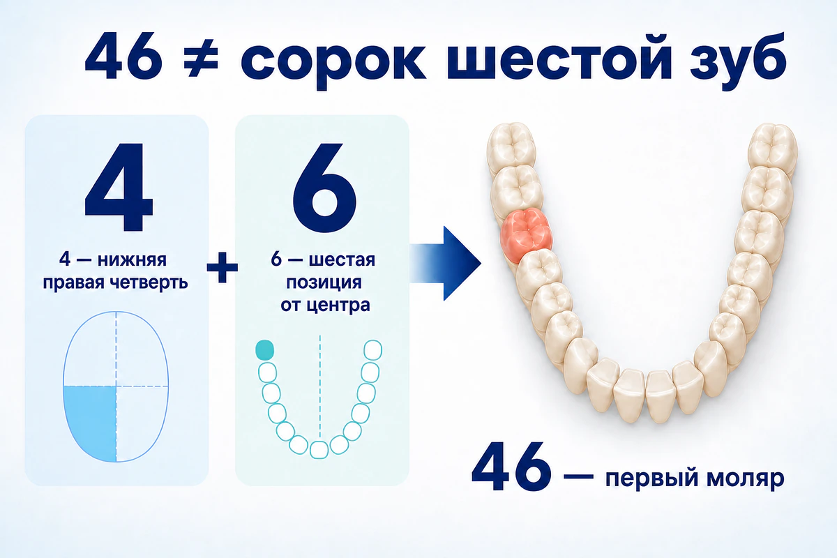 Почему 46 — код положения, а не сорок шестой зуб