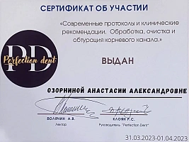 Сертификаты и дипломы Озорнина Анастасия Александровна